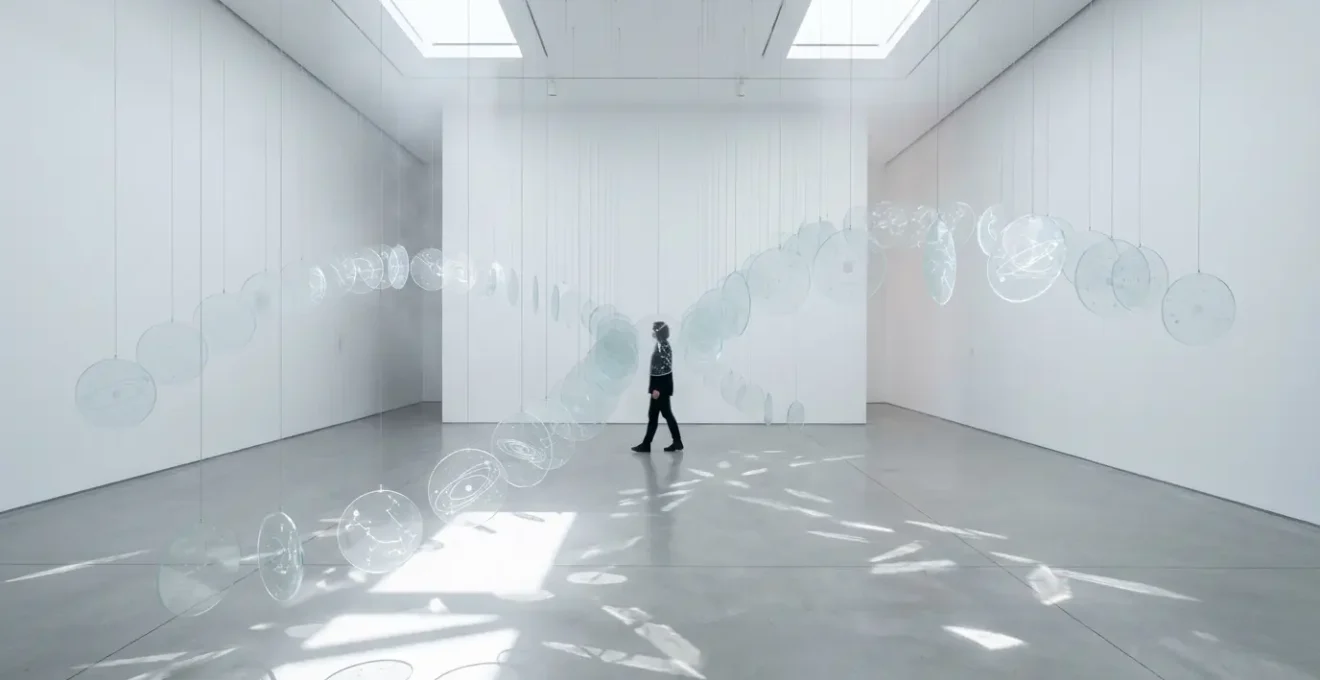 Layered translucent circles representing astrological influences and family patterns in identity formation