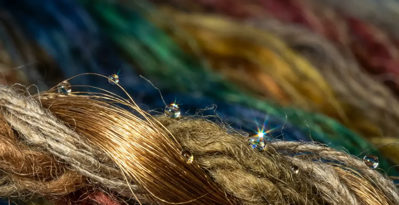 Abstract composition of floating fabric textures and natural materials representing authentic self-expression