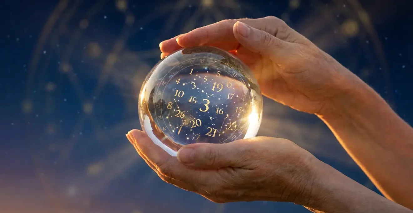 Mystical numerology wheel with zodiac symbols revealing inner character through birth dates