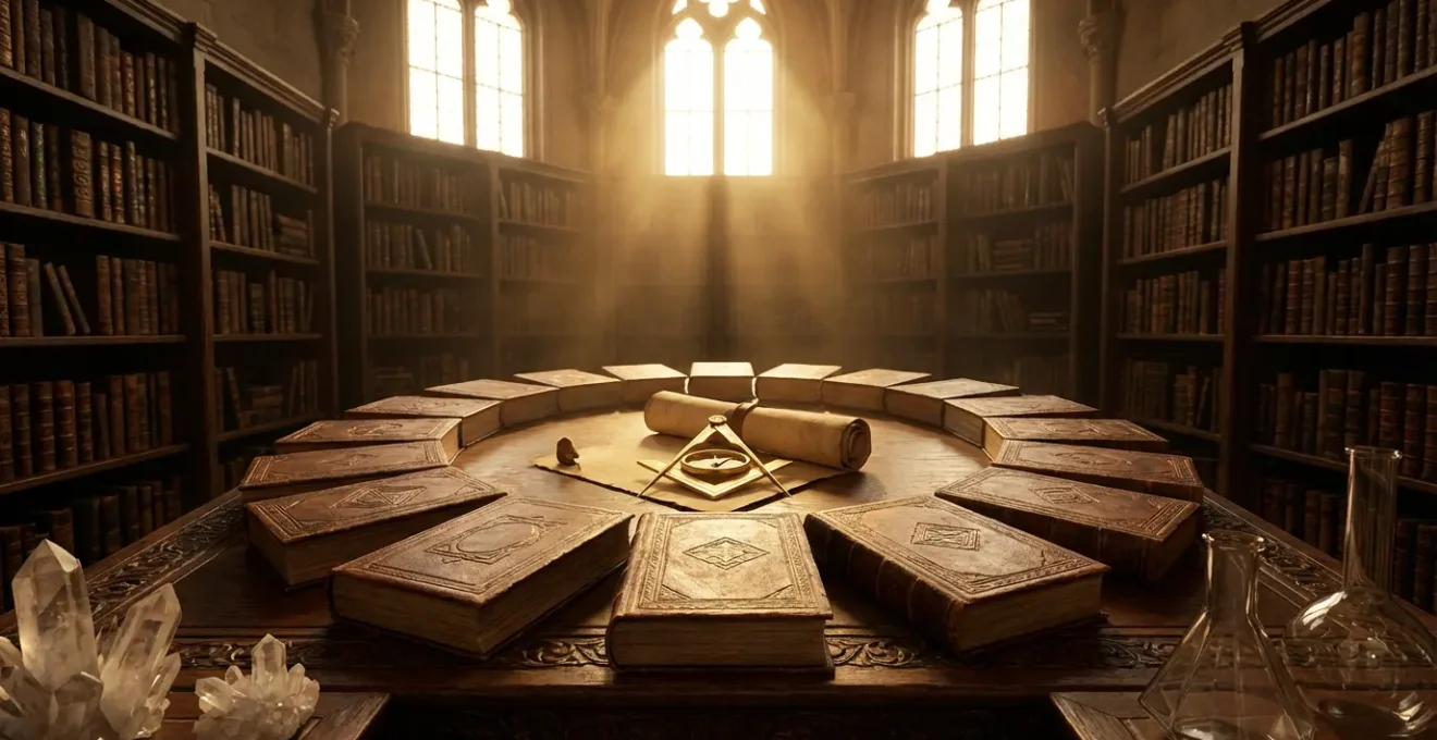 Mystical representation of the Hermetic Tree of Life with sacred geometry and esoteric symbols