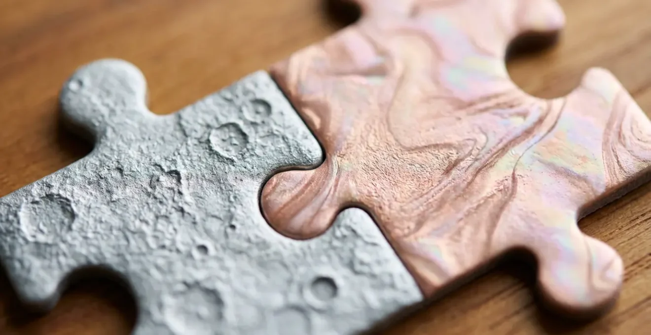 Visual metaphor of a house with solid moon foundation and venus decorative elements