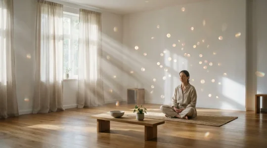 Ethereal scene depicting spiritual communication through mediumship