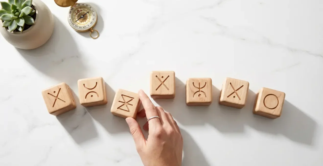 Minimalist weekly calendar showing different project phases aligned with planetary energies